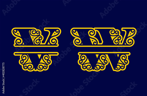 Alphabet Split Monogram, Split Letter Monogram, Alphabet Frame Font. Laser cut template. Initial monogram letters.