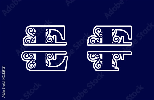 Alphabet Split Monogram, Split Letter Monogram, Alphabet Frame Font. Laser cut template. Initial monogram letters.