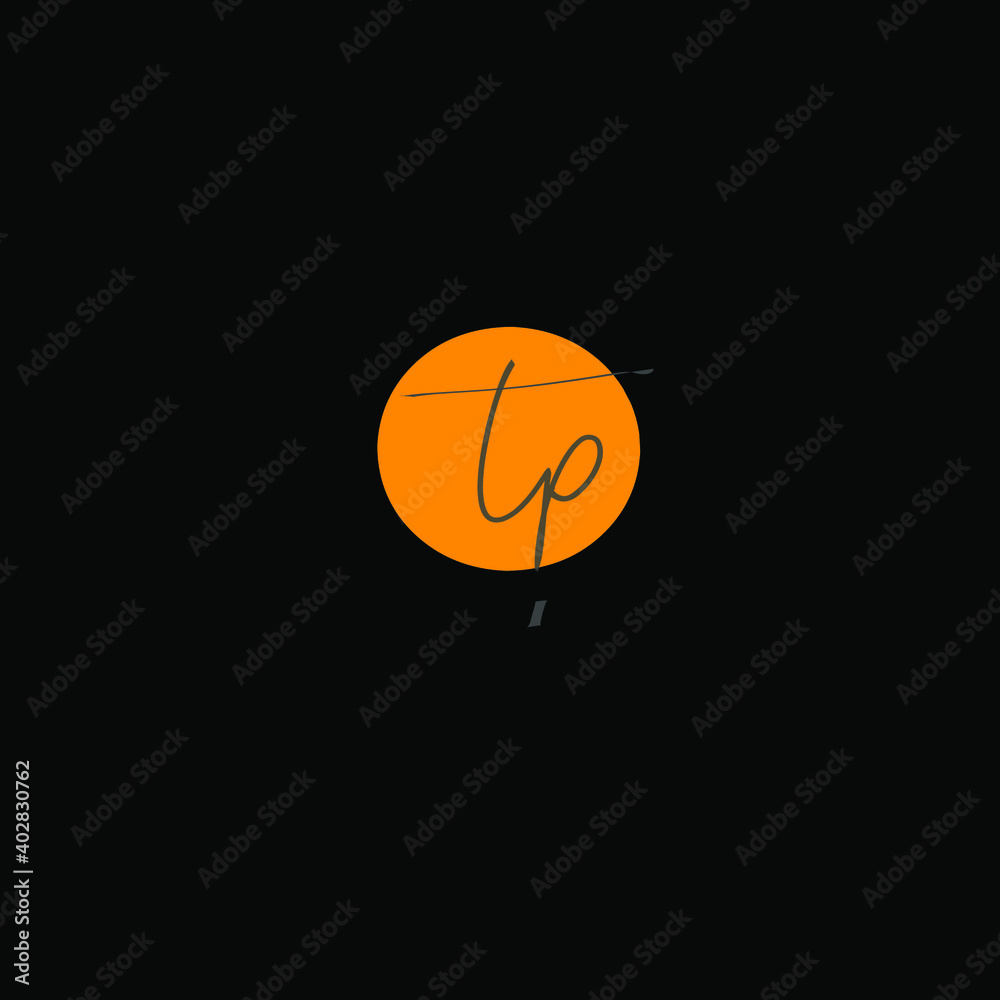 tp handwritten logo for identity black background