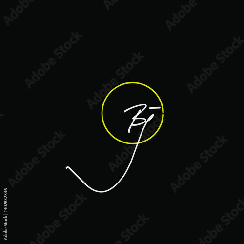 Bj handwritten logo for identity black background