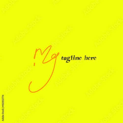 mg initial handwriting yellow background