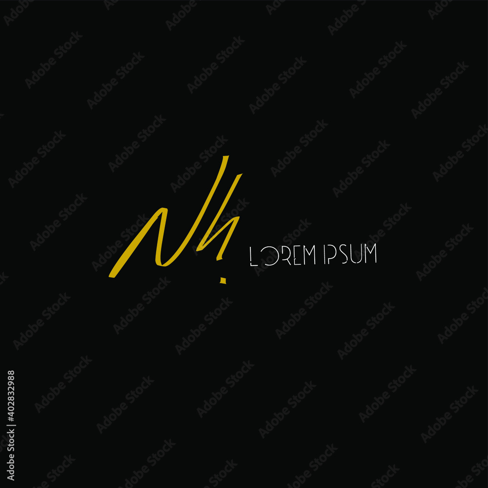 Nh initial handwriting black background Nh initial handwriting black background