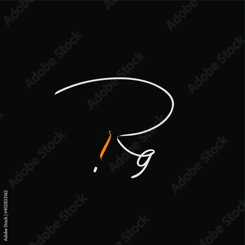Rg handwritten logo for identity black background