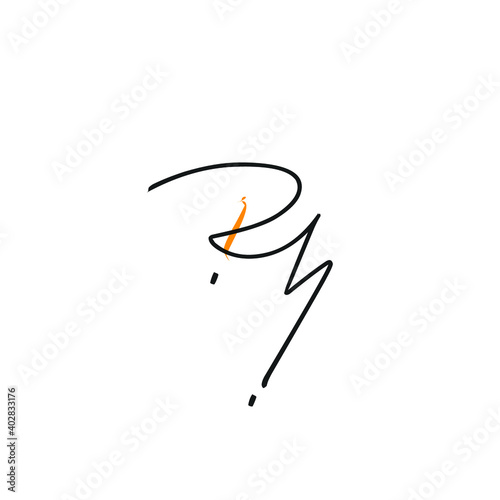 Rh handwritten logo for identity white background
