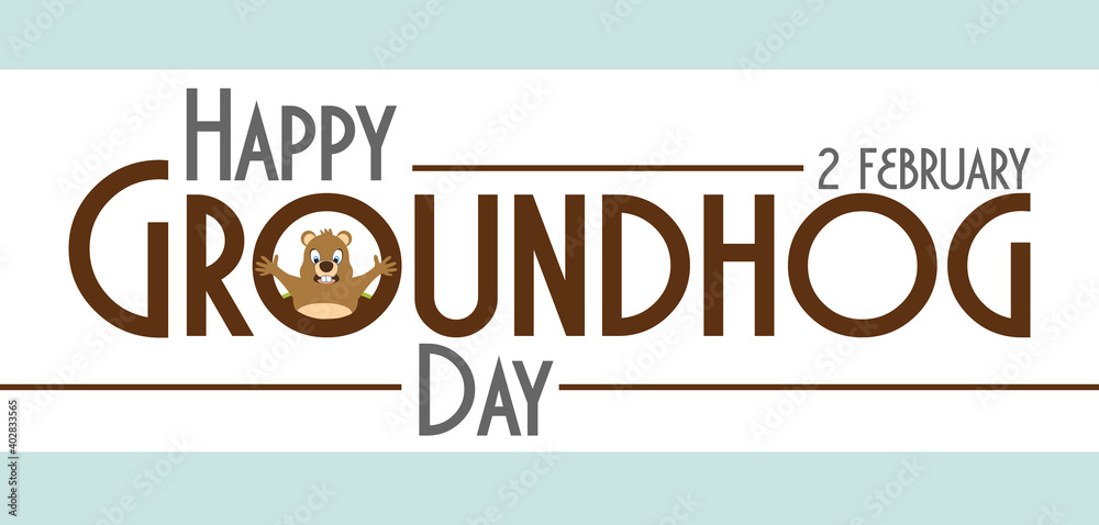 Happy Groundhog Day February 2th holiday, illustration. - obrazy, fototapety, plakaty 
