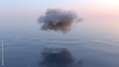 fluffy cloud over water