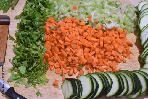Obraz na płótnie verdura tagliata per bollito di carne o minestrone w salonie