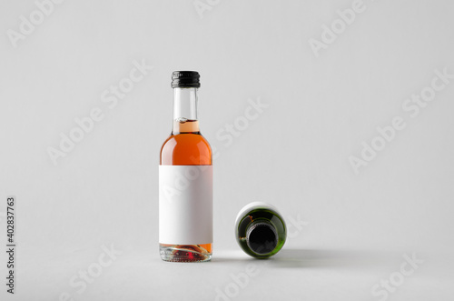 Wine Quarter / Mini Bottle Mock-Up - Two Bottles. Blank Label