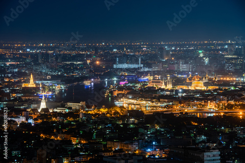 Panorama view of night cityscape bangkok