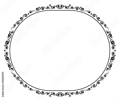 Vintage decorative oval frame for registration of congratulations and invitations