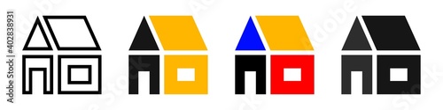 Prefabricated House Icon, Vector Silhouette Small Building