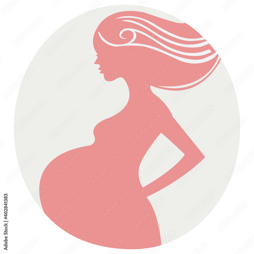 Beautiful Pregnant Woman Stylized Isolated On White