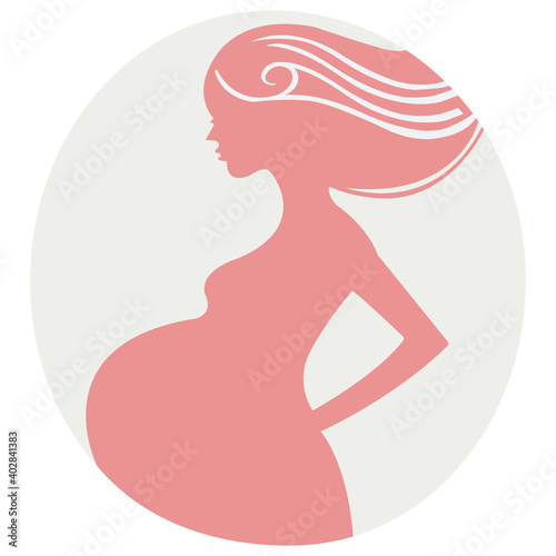 Beautiful Pregnant Woman Stylized Isolated On White