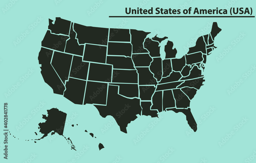 United State of America map illustration vector detailed USA map