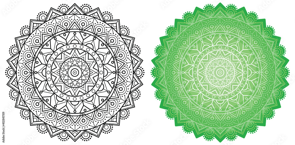 Geometric mandala. Round pattern for coloring book.