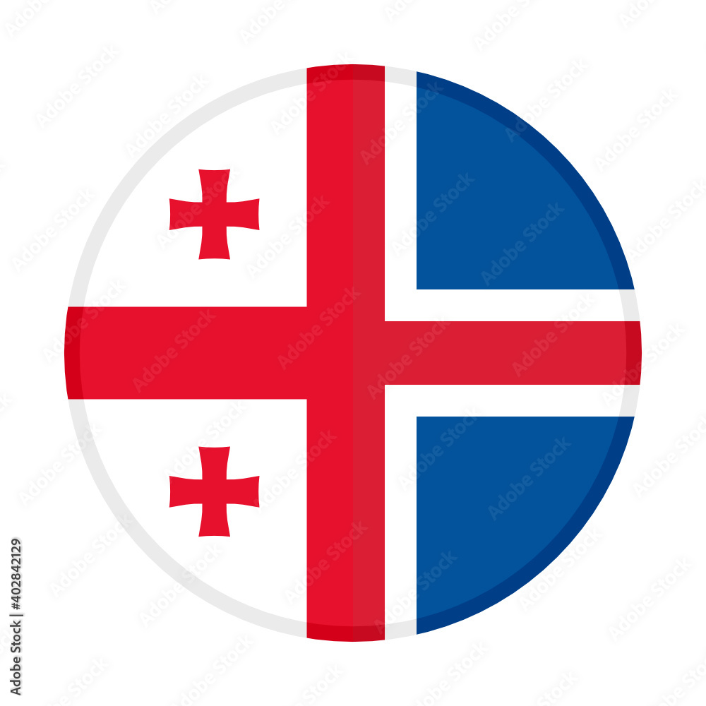 round icon with georgia and iceland flags	