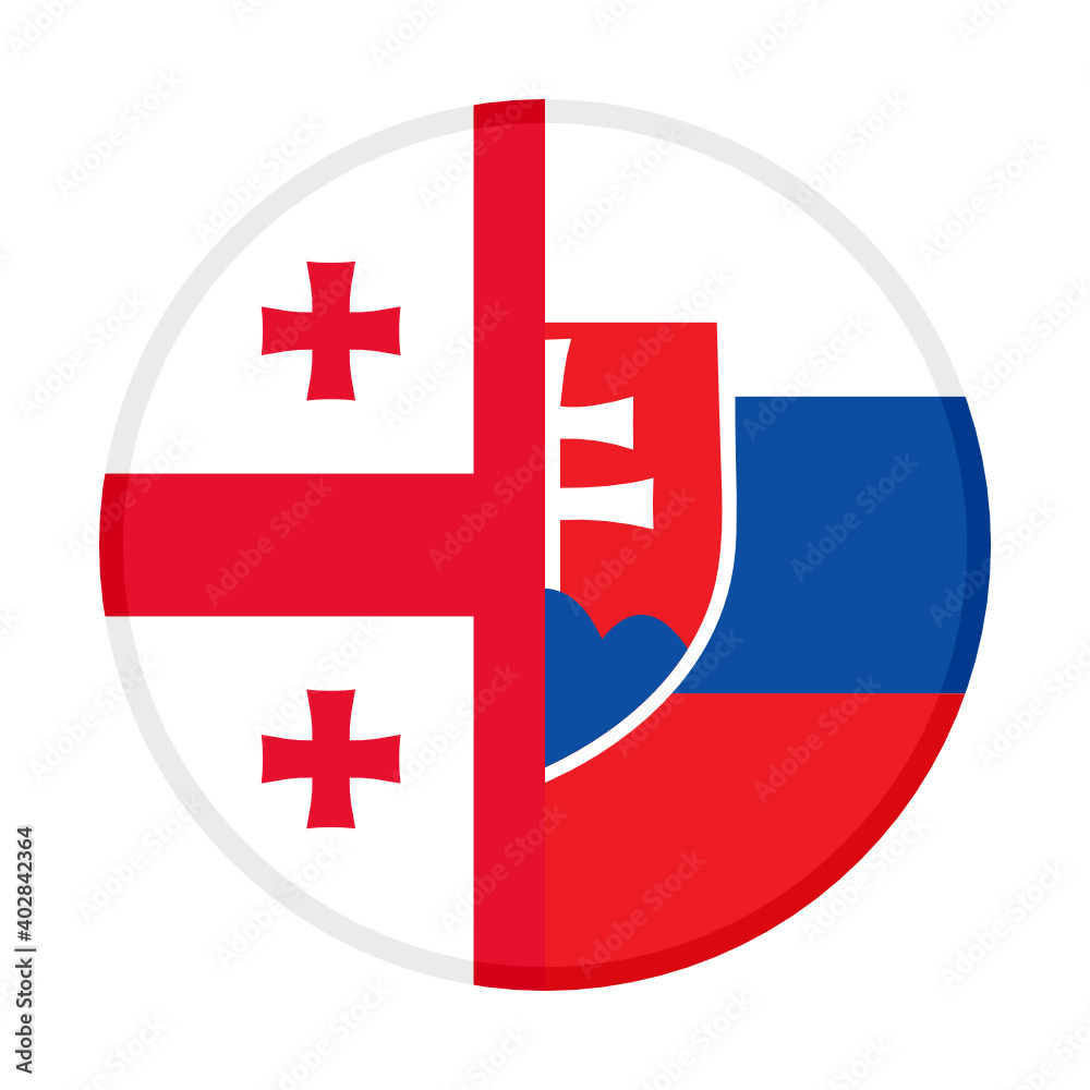 Obraz premium round icon with georgia and slovakia flags