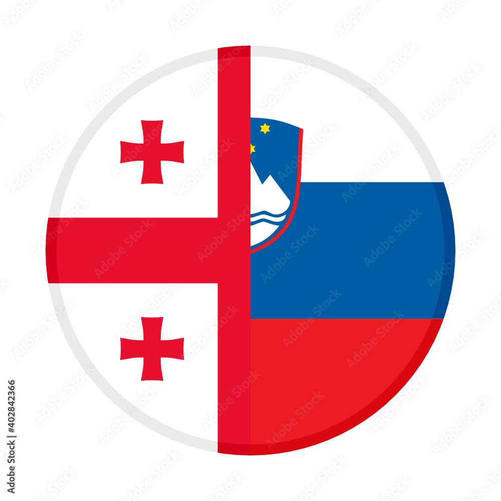 Obraz premium round icon with georgia and slovenia flags 