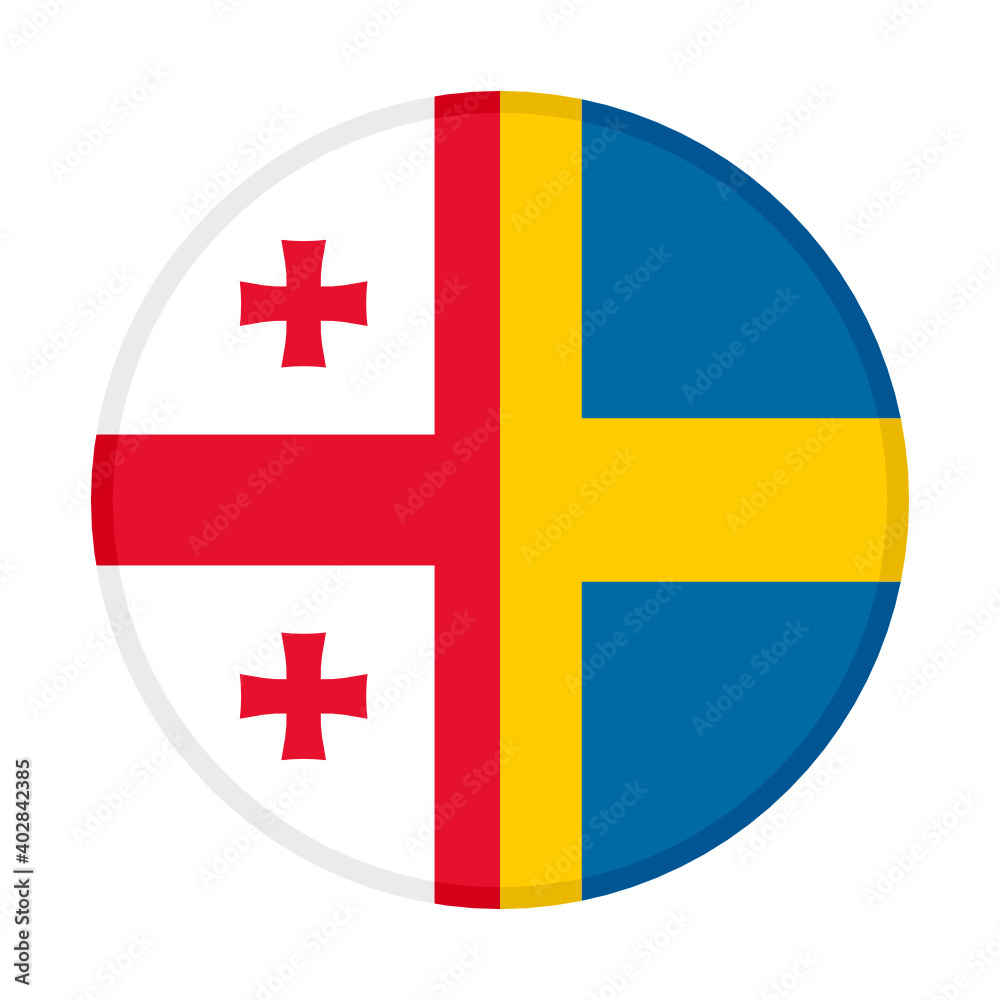 Obraz premium round icon with georgia and sweden flags 