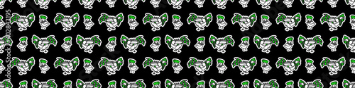 Punk rock chicken vector seamless border. Simple alternative banner. Kids emo rocker cute hand drawn cartoon grungy tattoo with attitude motif. 