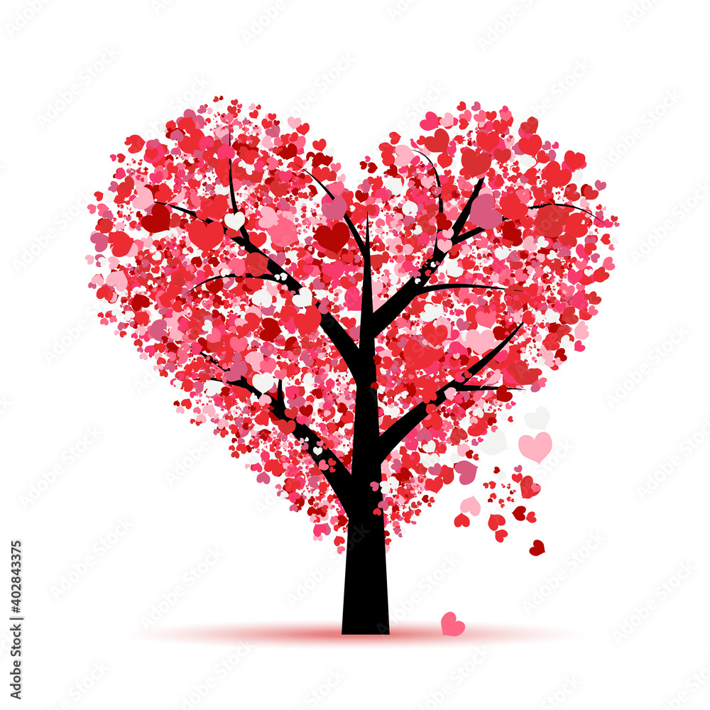 Love tree. Valentines day card for your design