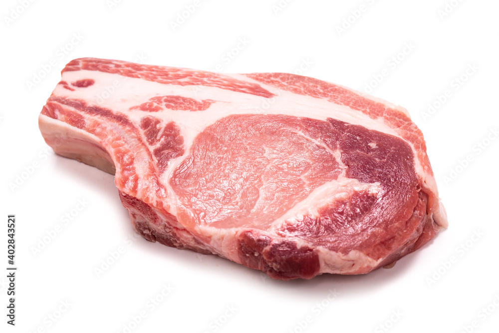 Raw pork isolated on white background.