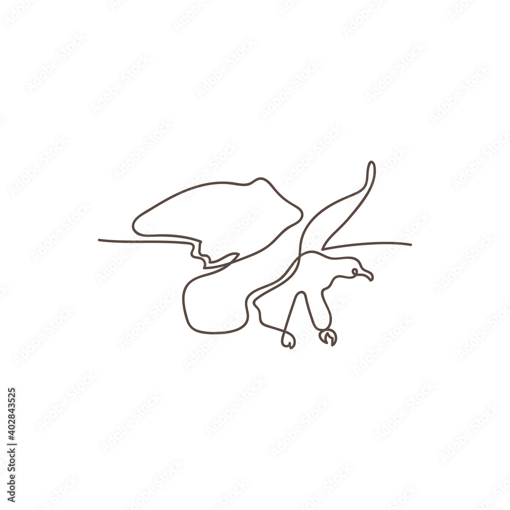 Obraz premium Eagle logo single line illustration design vector template