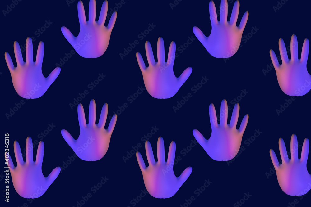 Fototapeta premium Pattern made of latex surgical or medical gloves . New Corona virus infection (novel corona virus disease) background. Pandemic panic concept..