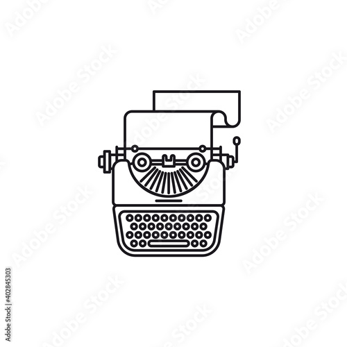 Vintage typewriter vector line icon