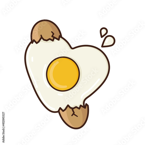 Broken egg in heart shape isolated vector illustration for Great Egg Toss Day on September 6
