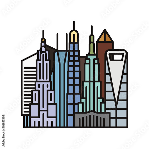 Downtown district with skyscrapers isolated vector illustration for Skyscraper Day on September 3
