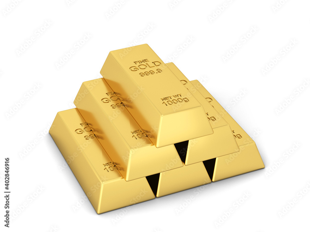 Stack of golden ingots Stack of golden ingots