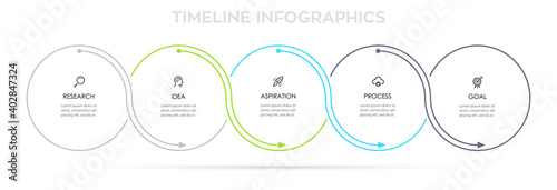 Vector Infographic thin line design with icons and 5 options or steps. Infographics for business concept. Can be used for presentations banner, workflow layout, process diagram, flow chart, info graph
