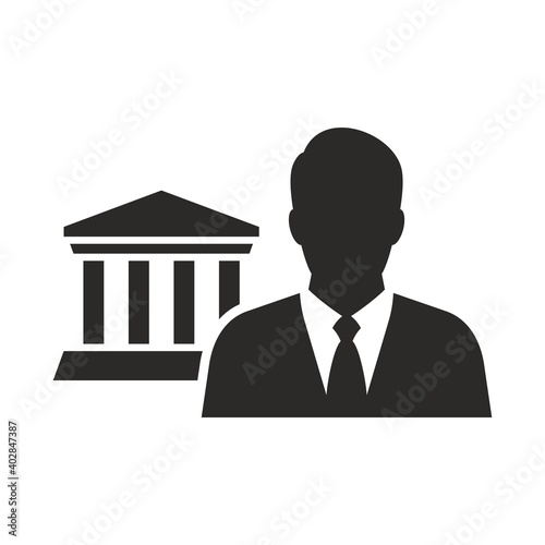 Lawyer icon. Law and judgement. Vector icon isolated on white background.