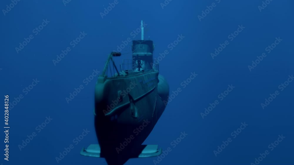 U-Boot unter Wasser- Frontalansicht