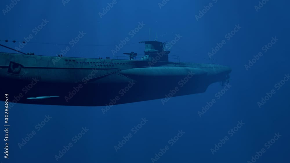 U-Boot unter Wasser- Seitenansicht