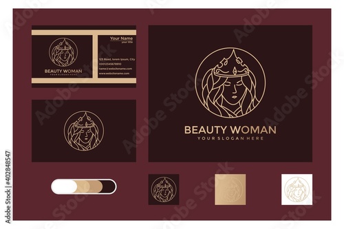 Fototapeta Naklejka Na Ścianę i Meble -  beauty woman logo design and business card