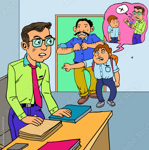The argument teacher and parent-kid conflict. 