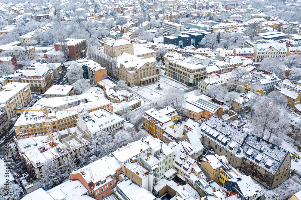 Verschneites Weimar auf der Luft