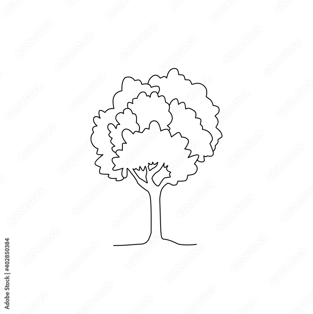 Line drawing of a tree vector isolated on white. coloring book collections.