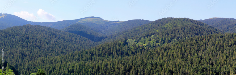  Bayerischer Wald, Hügellandschaft, Mittelgebirge,  Bayern, Deutschland, Europa, Panorama 