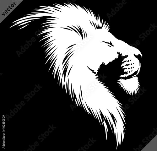 black and white linear paint draw lion illustration art