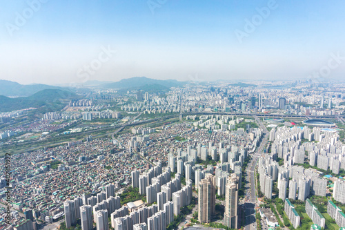Seoul cityscape from the highest position, Korea