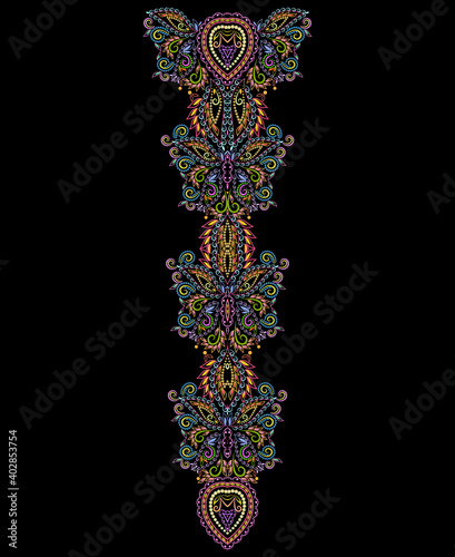 Neckline ethnic design. Floral colorful traditional pattern. Vector print with decorative elements for embroidery  for women s clothing.