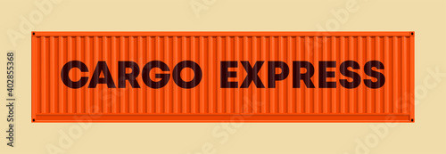 Flat side view cargo express 40 foot container delivery. Large metal 40 ft containers for transportation. Delivery of cargo shipping. illustration