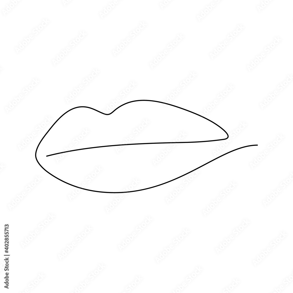 Continuous one line art female lips icon. Vector illustration isolated on white Continuous one line art female lips icon. Vector illustration isolated on white