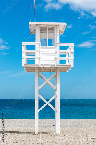 lifeguard tower on the beach, spain, calahonda photo