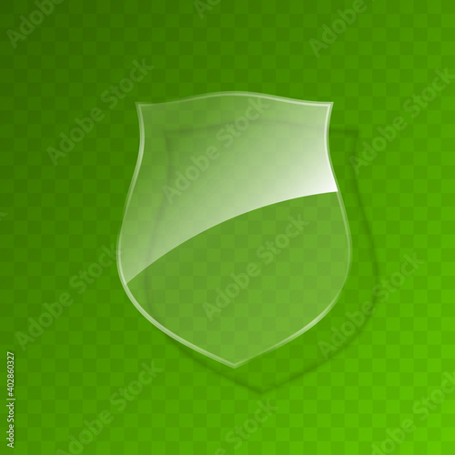 Protected guard glass shield concept. Safety badge protection icon. Privacy transparent banner shield. Security label. Presentation transparent sticker shield. Defense safeguard sign badge