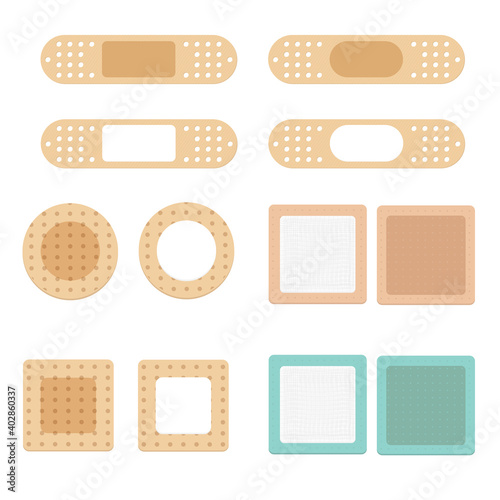 Set tapes or bandages medical first aid vector concept