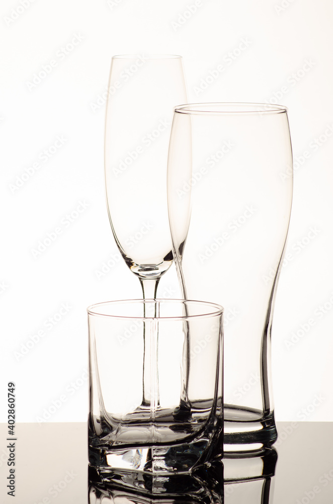 Obraz premium collection of different glasses on white background